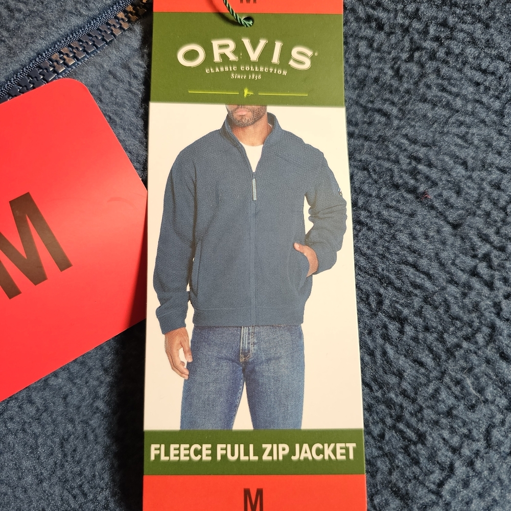 Orvis Men Fleece Full Zip Jacket Blue Size Medium - Picture 2 of 13